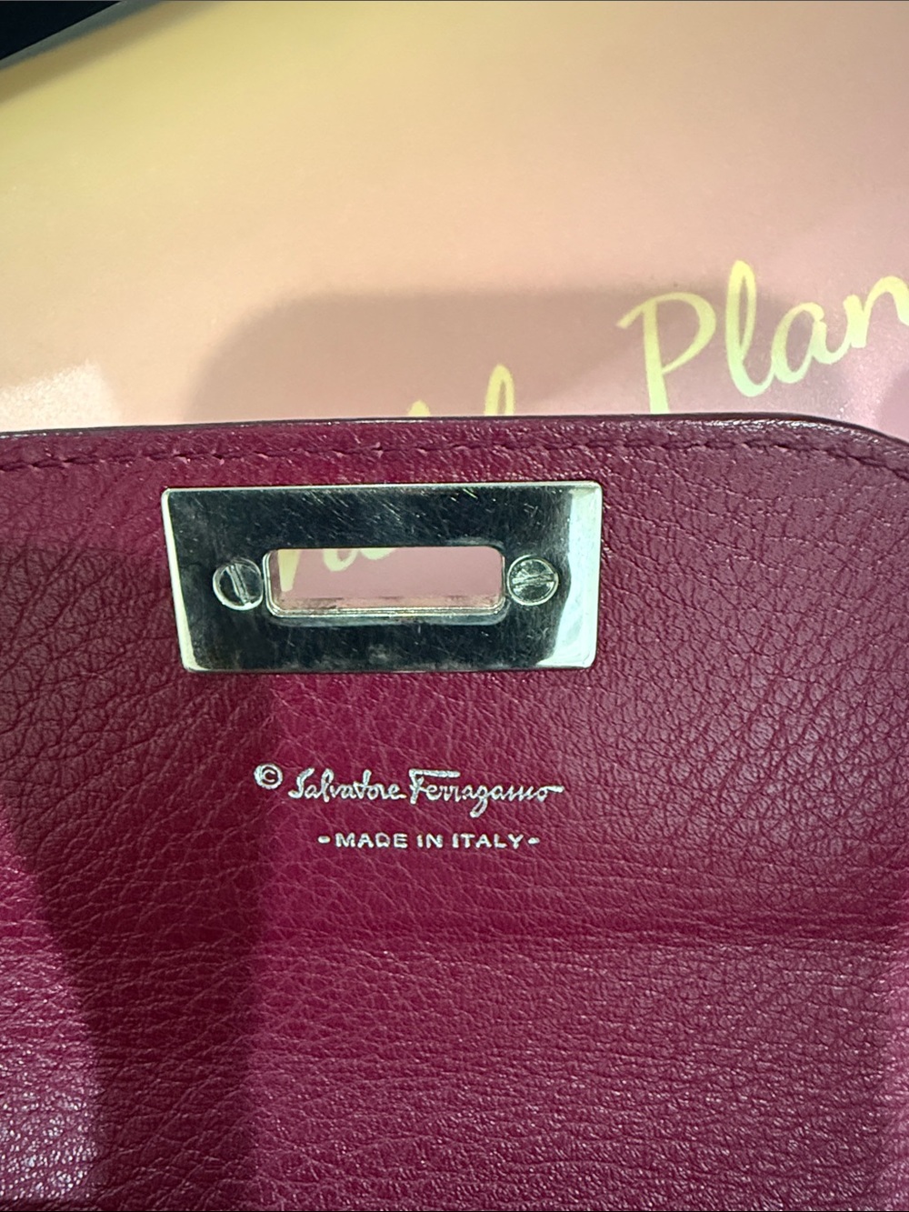 Salvatore Ferragamo Authentic Wine Red Burgundy Pebbled Leather Wallet - Picture 13 of 13